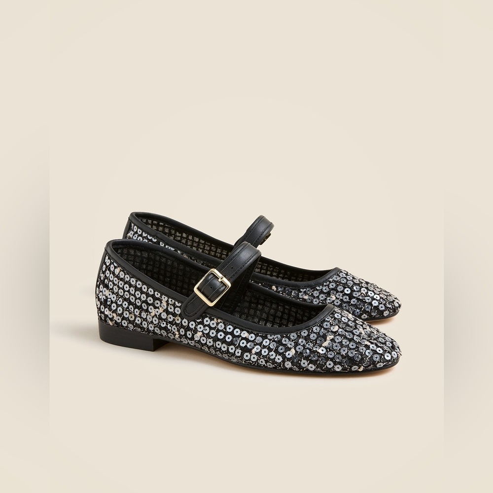 J.Crew Mesh Mary Jane ballet flats with sequins CH323
